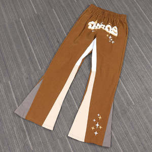 Haute qualité Streetwear empilé évasé graphique bouffée impression pantalons de survêtement français éponge hommes Flare pantalons de survêtement - Product Image 3