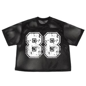 Camiseta de fútbol americano de malla con logotipo personalizado, camiseta de gran tamaño para fanáticos atléticos, ropa de calle transpirable, ajuste cuadrado para mujeres - Product Image 1