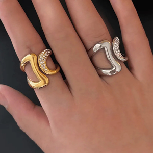 แหวนเพชรแบบเปิดโล่งที่ได้รับการรับรองดีไซน์ทรงเรขาคณิตสายคู่สำหรับงานแต่งงานของผู้หญิง-เครื่องประดับขายส่ง-DS0039 - Product Image 5