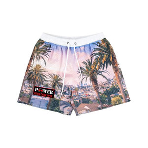 Vente en gros de shorts de gymnastique avec logo personnalisé shorts de sueur pour hommes en maille double couche d'entraînement en polyester tissé gaufré - Product Image 6