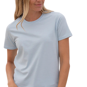 T-shirt pour femme à manches courtes et col rond bleu ciel, 100% coton biologique de luxe, pré-rétréci, certifié GOTS, coupe classique, doux et premium - Product Image 6