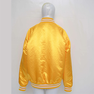 แจ็คเก็ตวาร์ซิตี้ผ้าซาตินสองสี แจ็คเก็ตบอมเบอร์แบบยูนิเซ็กซ์ แจ็คเก็ตกระดุมแป๊กผ้าซาตินเงา ซับในผ้าฝ้ายหนานุ่ม - Product Image 6