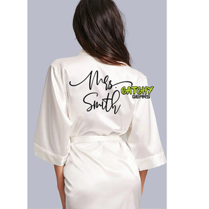 Bata de novia de satén con logotipo personalizado para mujer, bata de novia y dama de honor para fiesta, venta al por mayor - Product Image 5