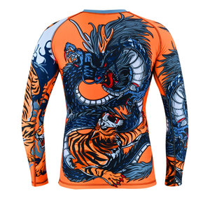 Mens Fitness Imprimir Costura Compresión de manga larga Deportes Correr Entrenamiento Rash Guard Secado rápido Medias de alta elasticidad - Product Image 6