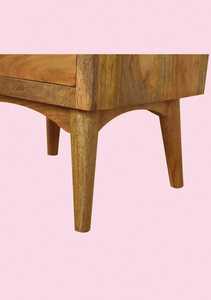 Table de chevet en bois massif moderne du milieu du siècle avec deux tiroirs Table de chevet - Product Image 4