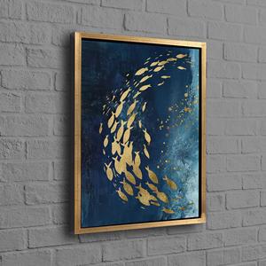 Décoration murale sur toile Poisson Doré, Toile imprimée de luxe, Art mural animalier, Cadre doré - Product Image 1