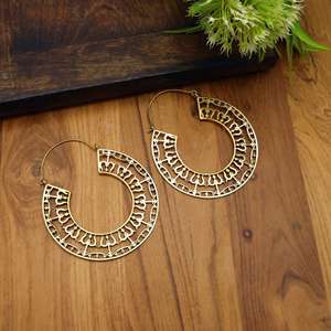 Pendientes de aro bohemios circulares de latón dorado y plateado, estilo vintage, el mejor regalo unisex - Product Image 5