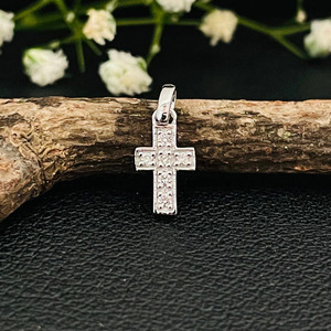 14K ทองคำแท้ประณีตเพชรธรรมชาติจี้ไม้กางเขนเครื่องประดับที่ดี - Product Image 1