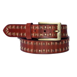 Ceinture cloutée de haute qualité Punk Pyramide boucle carrée chaîne ceinture en cuir reconstitué Rivet ceinture en cuir noir avec cuir GRAIN SUPÉRIEUR - Product Image 2