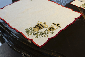 Juego de textiles de mesa bordados de Navidad, 25 uds., servilleta de cóctel de corredor, servilleta de cena, servilleta de lino de poliéster 100% resistente a las manchas - Product Image 3