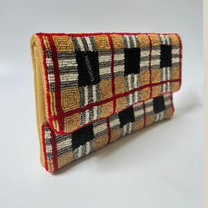 Beaded Clutch Women Ethnic Geometric Pattern Flap Closure <b>Handbag</b> Daily Use Stylish Red Black White Yellow - Product Image 2