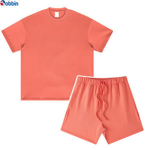 Conjunto de Camiseta y Pantalones Cortos de Algodón de Alta Calidad, Estilo Holgado con Hombros Caídos, Unisex, con Logotipo Personalizado, Ropa Deportiva para Mujer, Conjunto de 2 Piezas - Product Image 2