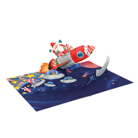 Joyeux Noël, cartes de vœux 3D pop-up, enveloppes, papier origami fait main, impression numérique 6 couleurs, design personnalisé, vaisseau spatial