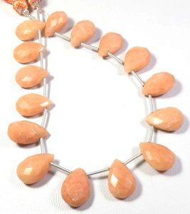 Amazonita de melocotón natural facetada 15-16mm 8 hebras de cuentas de piedras preciosas 15 cuentas por hebra corte facetado en forma de pera - Product Image 5