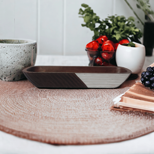 Bol vide sculpté à la main en bois de manguier de style moderne en noyer long et étroit avec bougie de table faisant une lanterne de décoration de la maison blanche - Product Image 6
