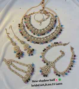 Conjunto de Collar y Aretes de Novia Étnicos Tradicionales Chapados en Oro de Alta Calidad, Estilo Diamante, para Boda - Product Image 2