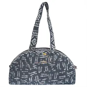 Bolsa de algodón hecha a mano para playa, diseño de pétalos, bloque de mano, estampado, Color gris, con dos asas, Picnic, Bolsa multiusos, OEM