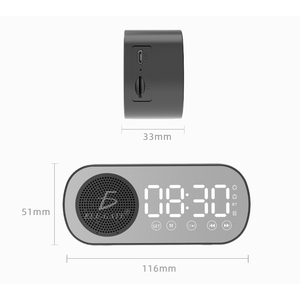 <b>Wireless</b> for <b>Bluetooth</b> 5.0 Stereo Speaker LED <b>Microphone</b> Waterproof Alarm Clock Mini USB/AUX Active Party Speaker Metal Plastic - Product Image 3