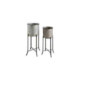 Galvanized Oval Shape Metal Tin Plant Flowers Planter Pot with Metallic Handles Good Quality Products for Home and Garden Decor - Product Image 6