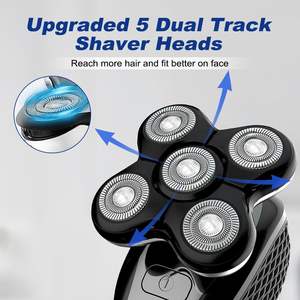 Paquete de 2 cabezales de repuesto para afeitadora eléctrica húmeda/seca, cuchilla de afeitar rotativa 3 en 1 de 5 cuchillas, lavable para uso facial - Product Image 6