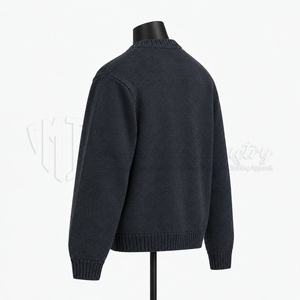 Suéter de Punto Acrílico Sólido Gris Oscuro para Hombre, Cuello Redondo, Manga Larga, Informal, Transpirable, de Secado Rápido, con Logotipo Personalizado - Product Image 4
