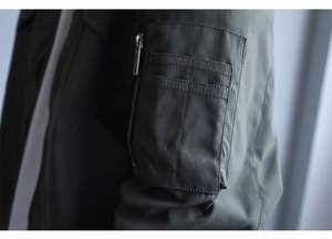 Abrigo cortavientos con cremallera y cuello de béisbol informal para hombre, diseño sólido Simple hecho a medida con cuello levantado, tela de lona con bolsillo Suelto - Product Image 6