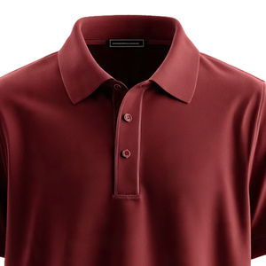 Polo de Manga Corta para Hombre, de Algodón Piqué, Color Sólido, Casual, Transpirable, Corte Regular, Rojo - Product Image 6