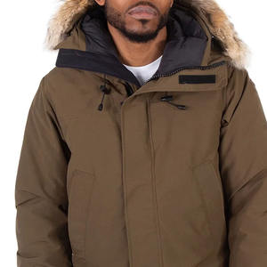 2024 hiver mode élégant manteau en duvet pour hommes Logo personnalisé conception entraîneurs veste avec col montant et capuche en toile - Product Image 4