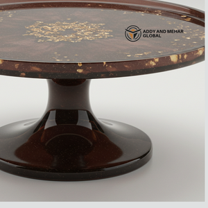 Support à gâteau rond en résine marron élégant, design écologique non toxique, passe au lave-vaisselle, plat de service contemporain pour gâteaux et friandises - Product Image 4