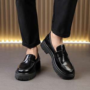 Chaussures Oxford en cuir de vachette durables avec sangle réglable et support stable, chaussures formelles pour hommes, chaussures de tous les jours - Product Image 4