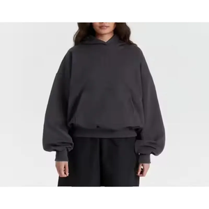 OEM personalizado de alta calidad Streetwear Fleece Tech Wear Plain en blanco de gran tamaño de algodón grueso recortado Boxy Pullover Unisex sudaderas con capucha - Product Image 3