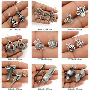 Boucles d'oreilles à tige aspect antique 925 argent Sterling oxydé indien Artisan bijoux artisanaux prix de gros fabricant fournisseur - Product Image 3