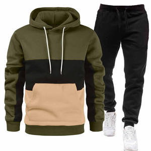 Hiver Nouveau Hommes Trois Couleurs Splicing Hoodie + Pantalon Casual Sportswear Hommes Sportswear Marque Vêtements Sportswear - Product Image 4