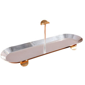 Plateau décoratif en argent 2025 avec poignée décorative au centre en or pour servir des collations, des noix et des bonbons, nouveauté - Product Image 1