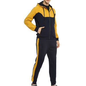 Ropa deportiva informal para hombre Gimnasio y estilo callejero Chándal Amarillo Negro Joggers con capucha con cremallera y cierre de cordón Diseño 2 en 1 - Product Image 2