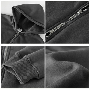 350G Usine Personnalisé Décontracté Épais 58% Polyester 42% Coton Blanc Surdimensionné Trombone Zip up French Terry Hommes Zipper Hoodies - Product Image 3