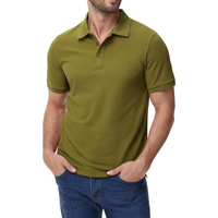 Camisa de Hombre Verde Oliva 100% Algodón con Logotipo en la Espalda, Impresión Digital, Manga Corta, Sólida, Casual, Tejida, Transpirable, Corte Regular