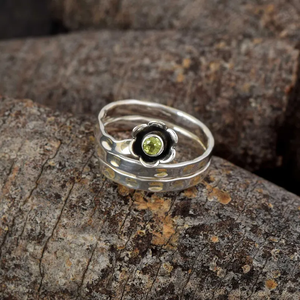 Anillo multibanda Floral de Plata de Ley 925, piedra preciosa de Natural peridoto, regalo de Navidad de moda para mamá, tema Cristiano - Product Image 2