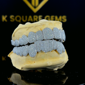 Glacé Hip Hop Personnaliser Argent Sterling 925 Unisexe Grillz Entièrement Étincelant Rond Brillant Coupe Vvs Clarté Moissanite Diamants - Product Image 2