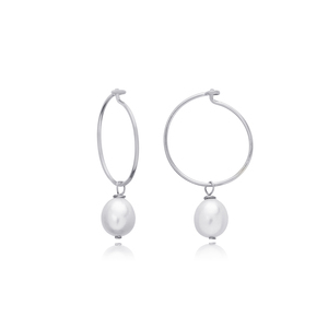 Pearl Design Charm <b>Hoop</b> <b>Earrings</b> Handcrafted Wholesale 925 <b>Sterling</b> <b>Silver</b> Turkish Jewelry - Product Image 5