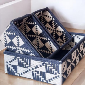Top Selling Custom Blue Cotton Hamper Basket Rectangular Multipurpose Organizer Premium <b>Storage</b> <b>Box</b> Made in India - Product Image 1