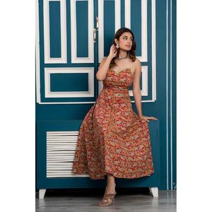 Vestido Maxi con estampado floral multicolor con cuello de corazón Vestido elegante con estampado floral para mujer - Product Image 1