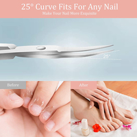 Ciseaux à ongles à cuticules de haute qualité 9 cm lame en acier inoxydable incurvée tranchante ciseaux de soins de beauté ciseaux de manucure en cuir rose
