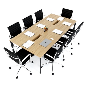 Contemporary Minimalist <b>Office</b> Meeting <b>Table</b> 240x120cm Melamine-Coated Plywood with Oval Iron Legs HBOV047 - Product Image 2