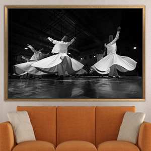 Toile imprimée : Danse des Derviches tournoyants, Décoration musulmane, Art islamique, 1P : Cadre doré - Product Image 1