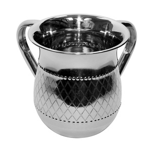 Tasse de lavage en acier inoxydable au design classique, brillante, polie, martelée, couleur argent, à prix abordable - Product Image 5