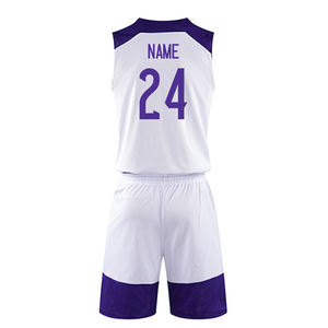 Uniforme de basket-ball unisexe sur mesure, OEM, imprimé sur mesure, 100% polyester, séchage rapide, respirant, antibactérien - Product Image 3