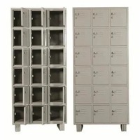Mini casiers métalliques portables et durables à 18 portes pour usage industriel, fixation au sol, serrure à clé, poignée en acier inoxydable, assemblés, écologiques