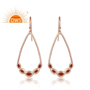 Offre spéciale Boucles d'oreilles en argent sterling plaqué or rose avec grenat naturel et pierres précieuses Fabricant de bijoux personnalisé - Product Image 2