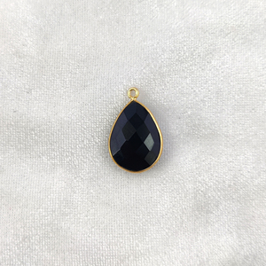 Black Onyx Faceted Pear Shape Gold Plated Classic Sterling <b>Silver</b> Bezel Set Gemstone Pendant for Party-Friendly Jewelry Making - Product Image 4